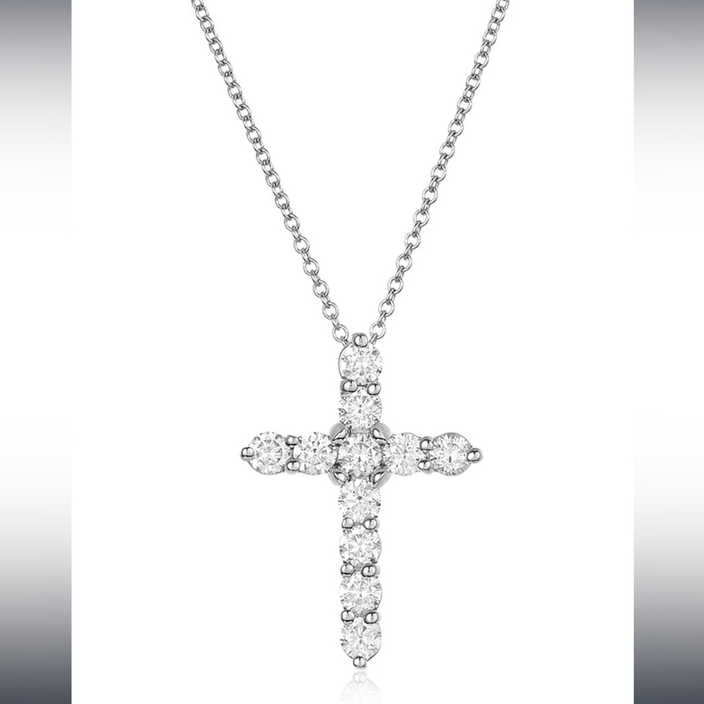 Lindsey Leigh Jumbo White Gold Diamond Cross Necklace